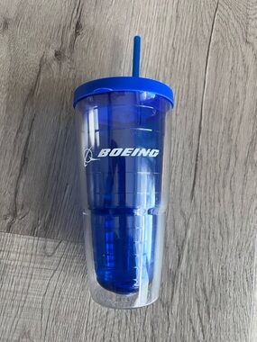 Boeing Blue Double-Wall Tumbler with Straw